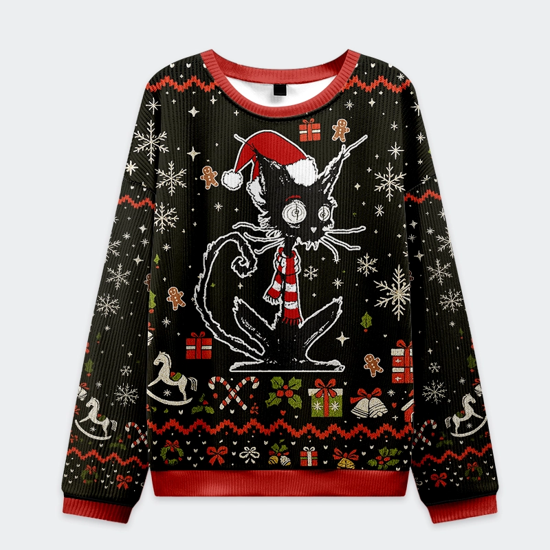 Tokyo-Tiger Messy Cat Christmas Ugly Sweatshirt