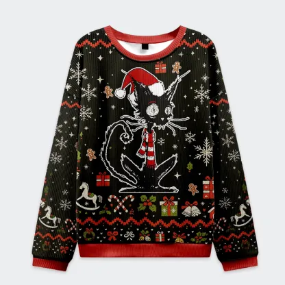 Tokyo-Tiger Messy Cat Christmas Ugly Sweatshirt