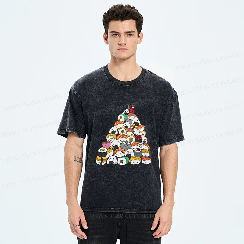 Tokyo-Tiger Christmas Sushi Washed T-Shirt