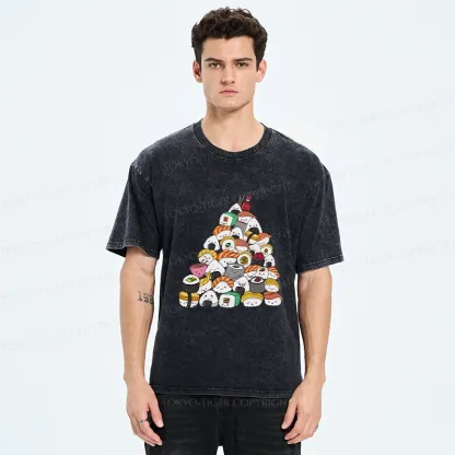 Tokyo-Tiger Christmas Sushi Washed T-Shirt