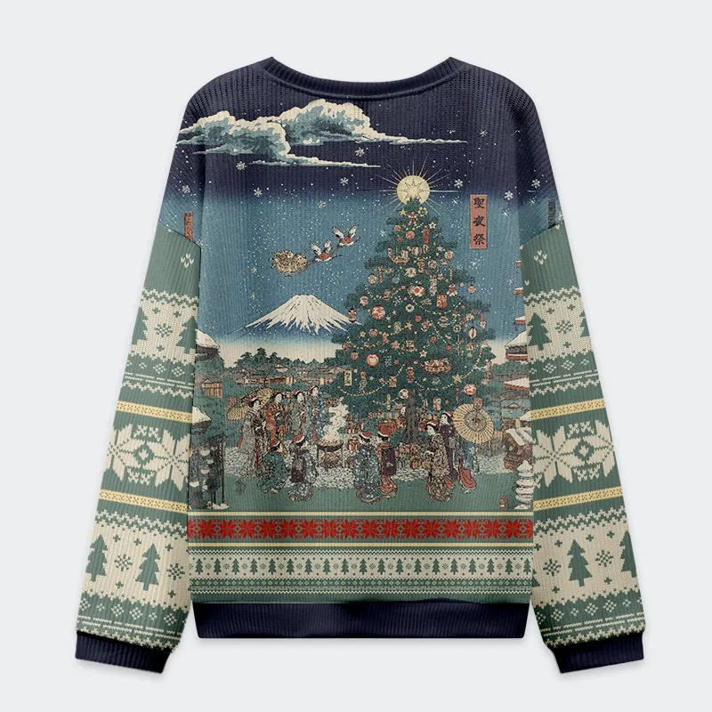 Tokyo-Tiger Japanese Traditions Christmas Ugly Sweatshirt