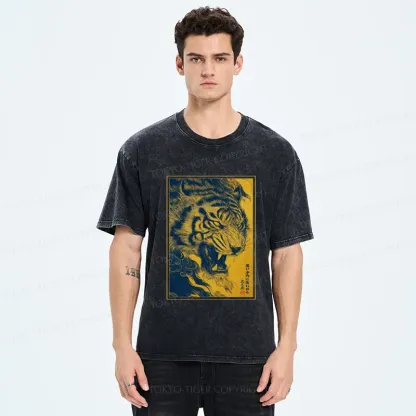Tokyo-Tiger Funny Tiger Don't Worry Ukiyo-e Style Washed T-Shirt