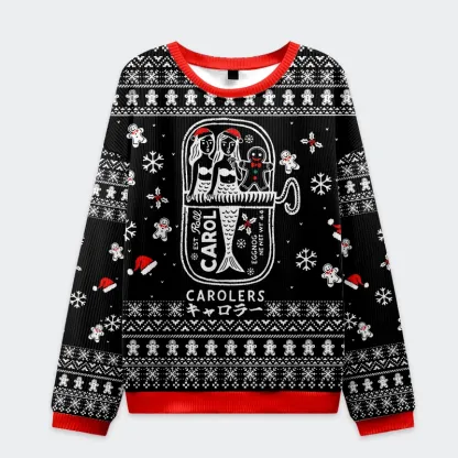 Tokyo-Tiger Mermaid And Gingerbread Man Christmas Ugly Sweatshirt