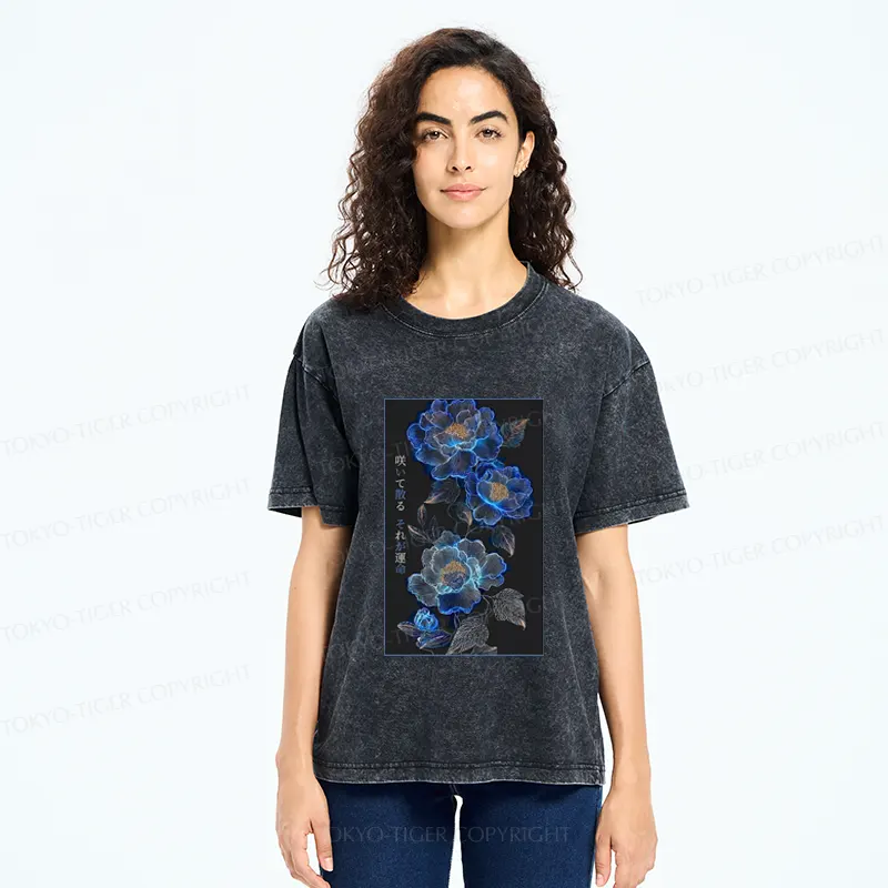 Tokyo-Tiger The Sea Of Flowers In The Darkness Washed T-Shirt