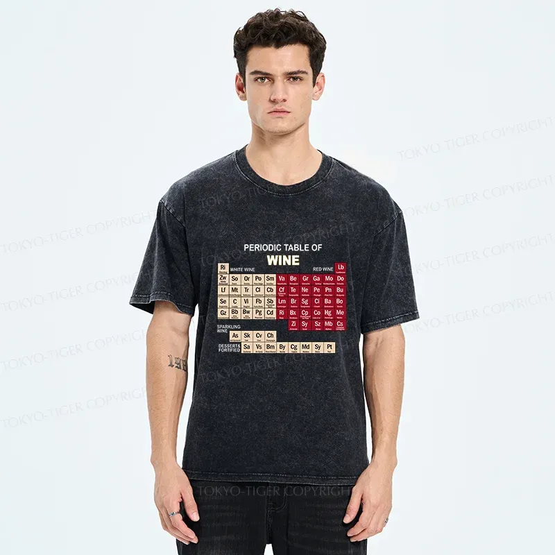 Tokyo-Tiger Table of Elements of Wine Washed T-Shirt