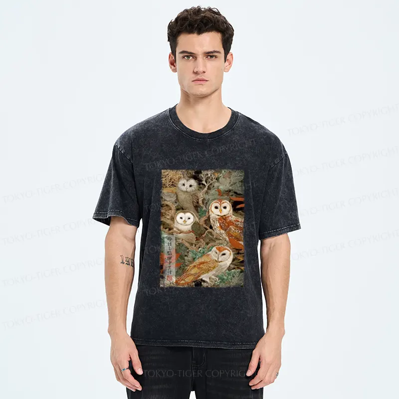 Tokyo-Tiger The Owl Is Watching You Again Today Washed T-Shirt