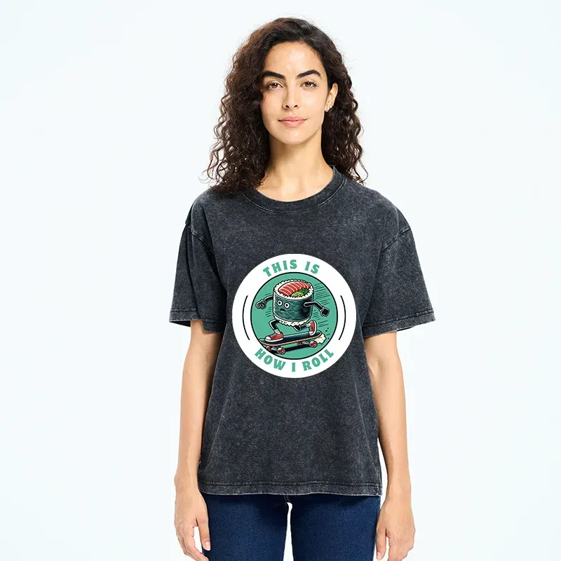 Tokyo-Tiger Sushi Skateboard Washed T-Shirt