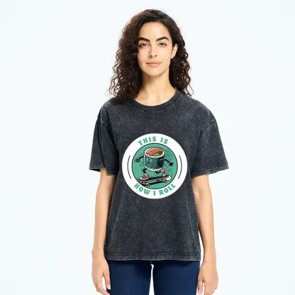 Tokyo-Tiger Sushi Skateboard Washed T-Shirt