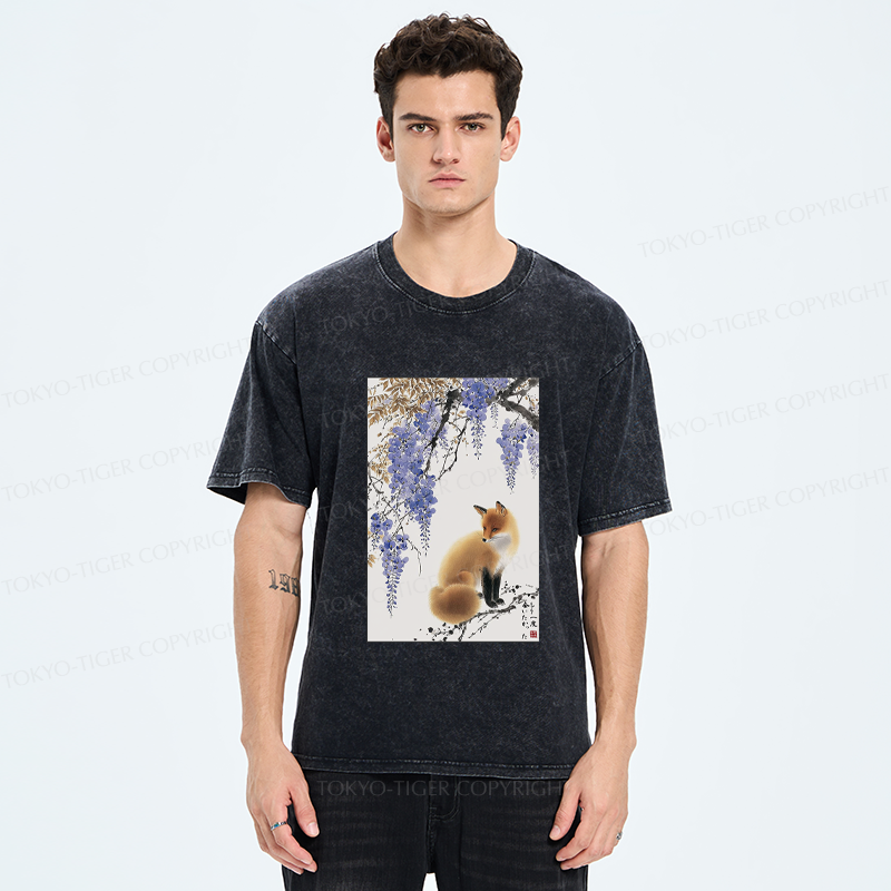 Tokyo-Tiger I Wished To See You Again-Fox & Wisteria Washed T-Shirt