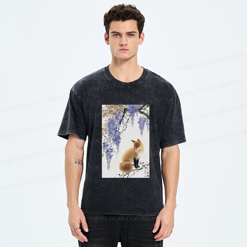 Tokyo-Tiger I Wished To See You Again-Fox & Wisteria Washed T-Shirt