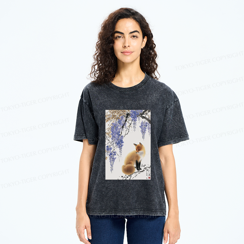 Tokyo-Tiger I Wished To See You Again-Fox & Wisteria Washed T-Shirt