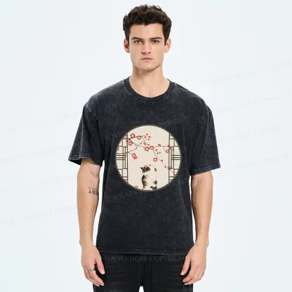 Tokyo-Tiger Beautiful View Outside The Window Washed T-Shirt