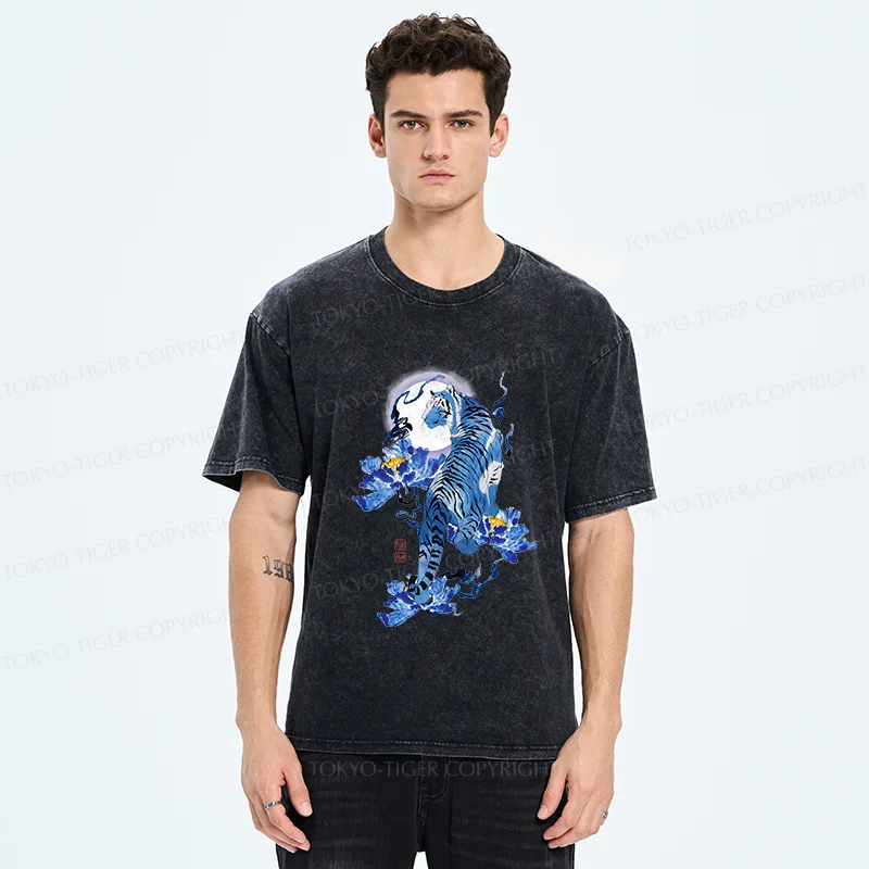 Tokyo-Tiger Japan Blue Tiger Washed T-Shirt