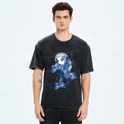 Tokyo-Tiger Japan Blue Tiger Washed T-Shirt