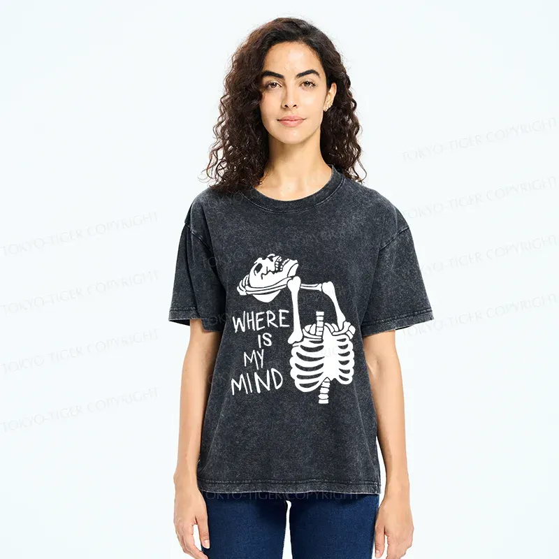 Tokyo-Tiger Confused And Angry Skeleton Washed T-Shirt
