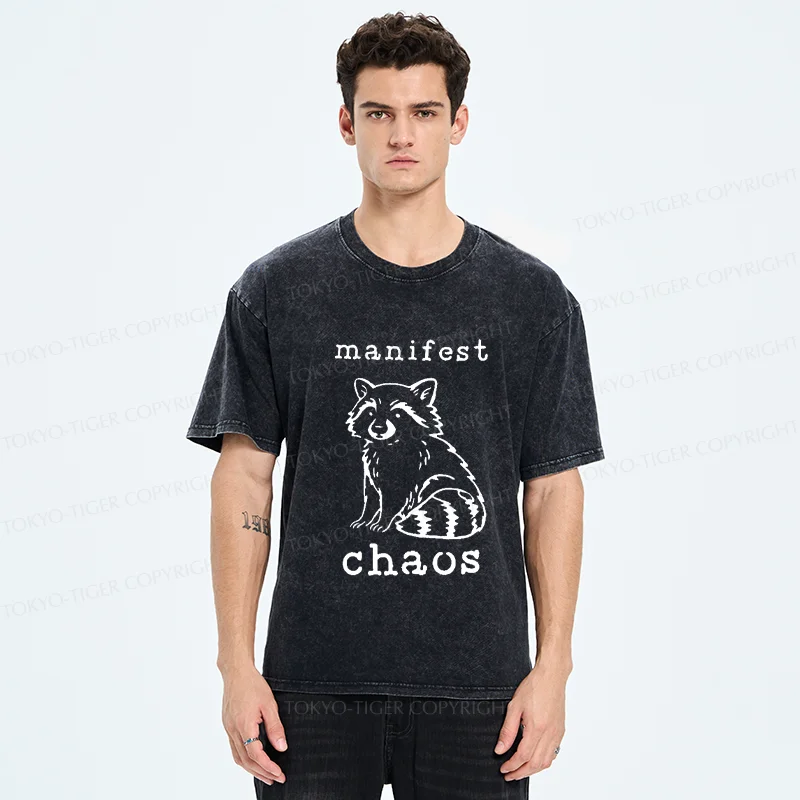 Tokyo-Tiger Manifest Chaos Raccoon Washed T-Shirt