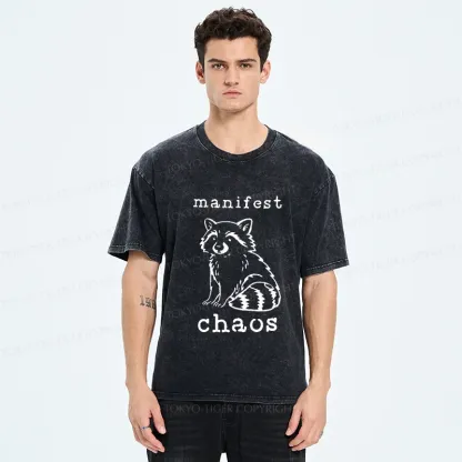 Tokyo-Tiger Manifest Chaos Raccoon Washed T-Shirt