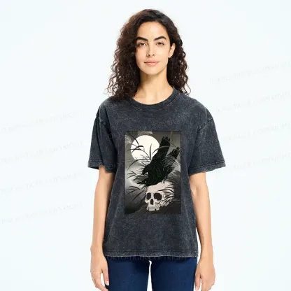 Tokyo-Tiger Ukiyoe Crow Washed T-Shirt