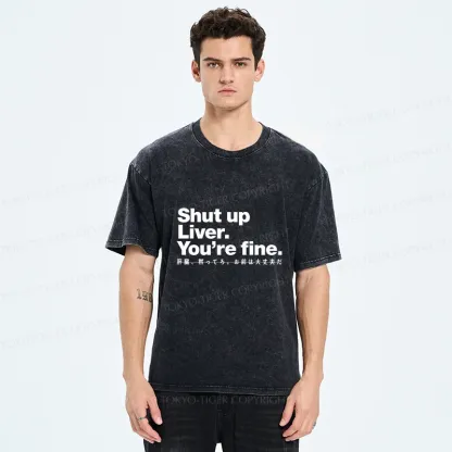 Tokyo-Tiger Liver And Alcohol Funny Washed T-Shirt