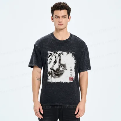 Tokyo-Tiger Little Monkey：Unyielding And Indomitable Washed T-Shirt