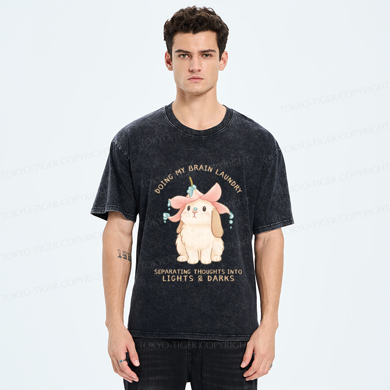 Tokyo-Tiger Flower Hat Bunny: Brain Laundry Washed T-Shirt