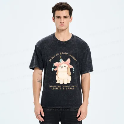 Tokyo-Tiger Flower Hat Bunny: Brain Laundry Washed T-Shirt