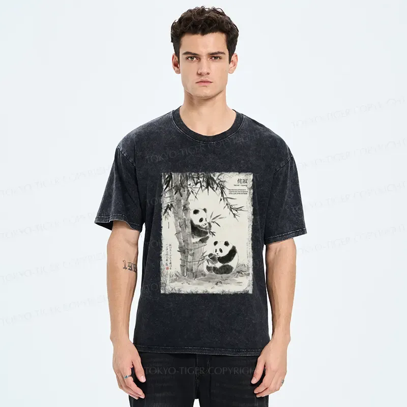 Tokyo-Tiger A Panda’s Zen: Life In Black And White Washed T-Shirt