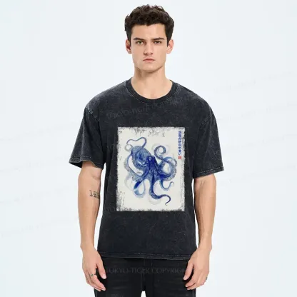 Tokyo-Tiger In The Deep: The Octopus’s Journey Washed T-Shirt