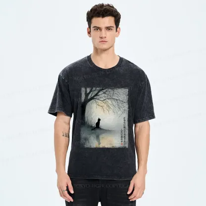 Tokyo-Tiger A Cat's Silent Solitude Washed T-Shirt