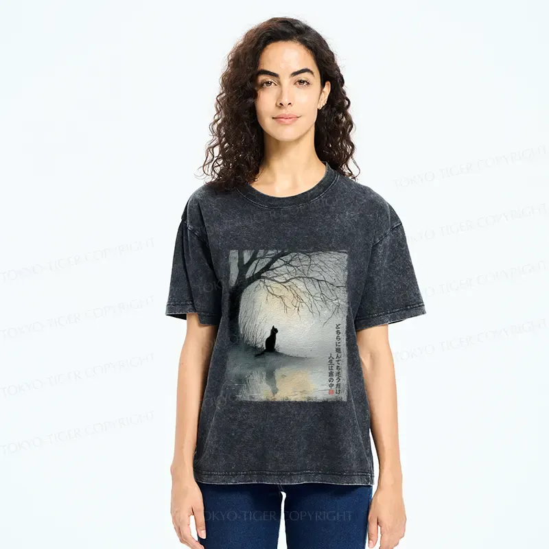 Tokyo-Tiger A Cat's Silent Solitude Washed T-Shirt