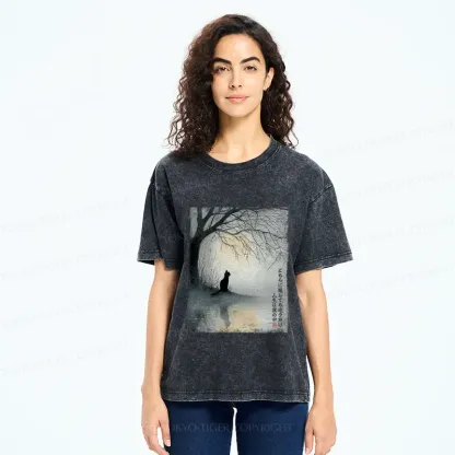Tokyo-Tiger A Cat's Silent Solitude Washed T-Shirt