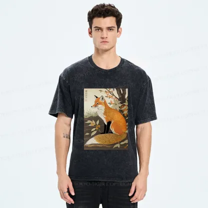Tokyo-Tiger Ukiyo-e Fox Washed T-Shirt