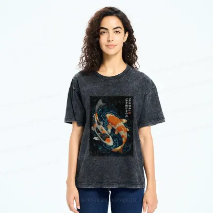 Tokyo-Tiger Eternal Currents: The Life Of A Fish Washed T-Shirt