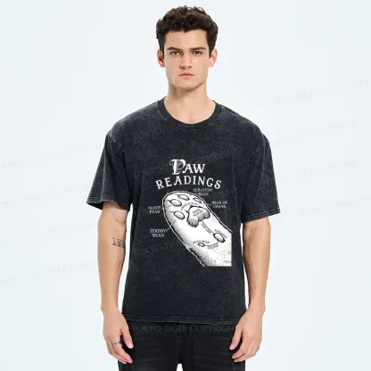Tokyo-Tiger Funny Cat Paws Washed T-Shirt