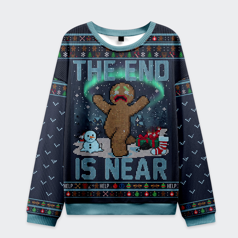 Tokyo-Tiger The End Is Near: Gingerbread's Final Cry Christmas Ugly Sweatshirt