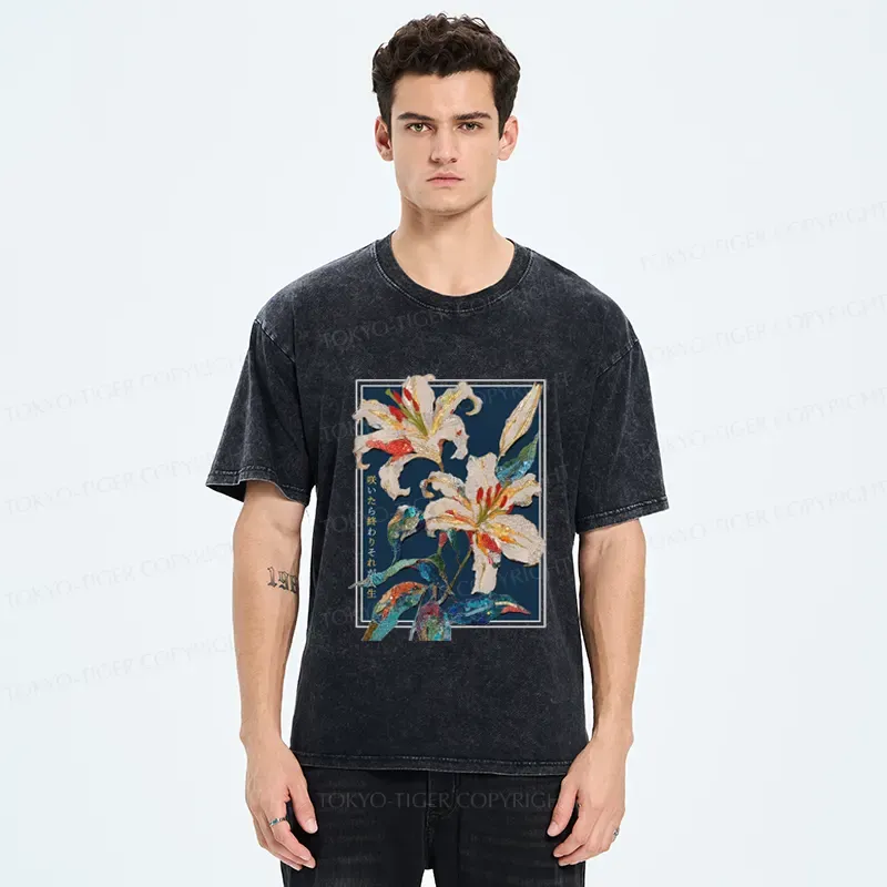 Tokyo-Tiger A Funny Flower Poster: Blooming Means The End This Is Life Washed T-Shirt