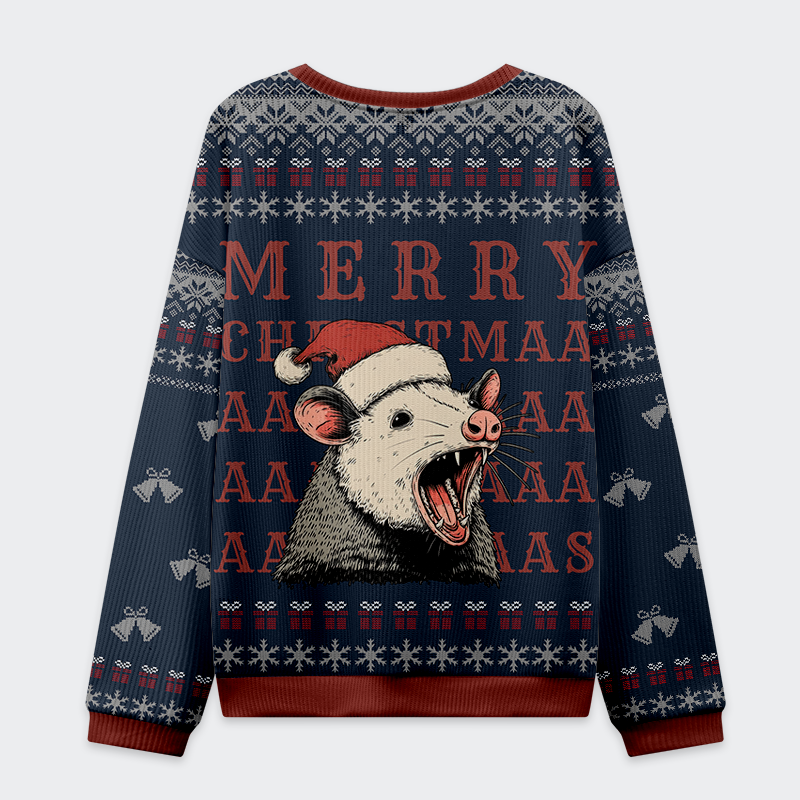 Tokyo-Tiger Opossum Holiday Cheer Christmas Ugly Sweatshirt