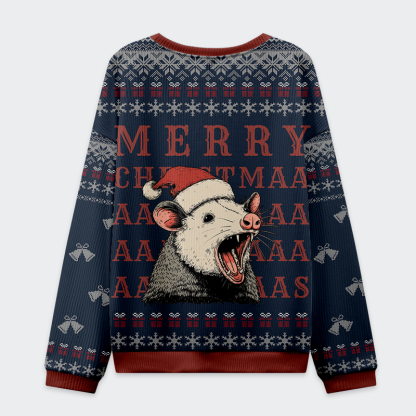 Tokyo-Tiger Opossum Holiday Cheer Christmas Ugly Sweatshirt