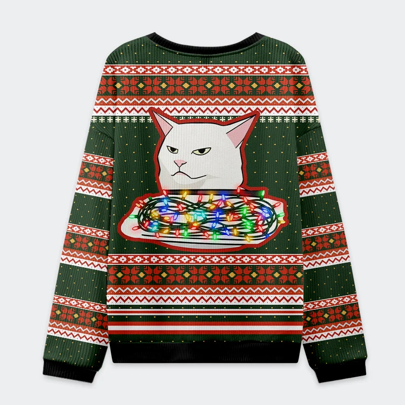 Tokyo-Tiger Stop Eating The Tinsel Cat Christmas Ugly Sweatshirt
