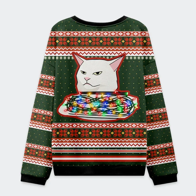 Tokyo-Tiger Stop Eating The Tinsel Cat Christmas Ugly Sweatshirt