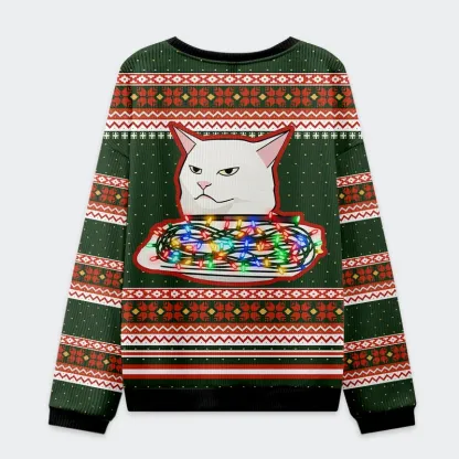 Tokyo-Tiger Stop Eating The Tinsel Cat Christmas Ugly Sweatshirt