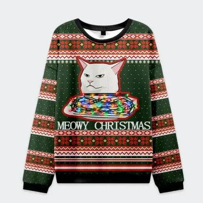 Tokyo-Tiger Stop Eating The Tinsel Cat Christmas Ugly Sweatshirt