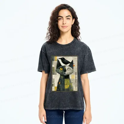 Tokyo-Tiger The Cat And The Crow Are Planning To Rule The World Washed T-Shirt