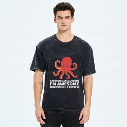 Tokyo-Tiger Handsome Octopus Washed T-Shirt