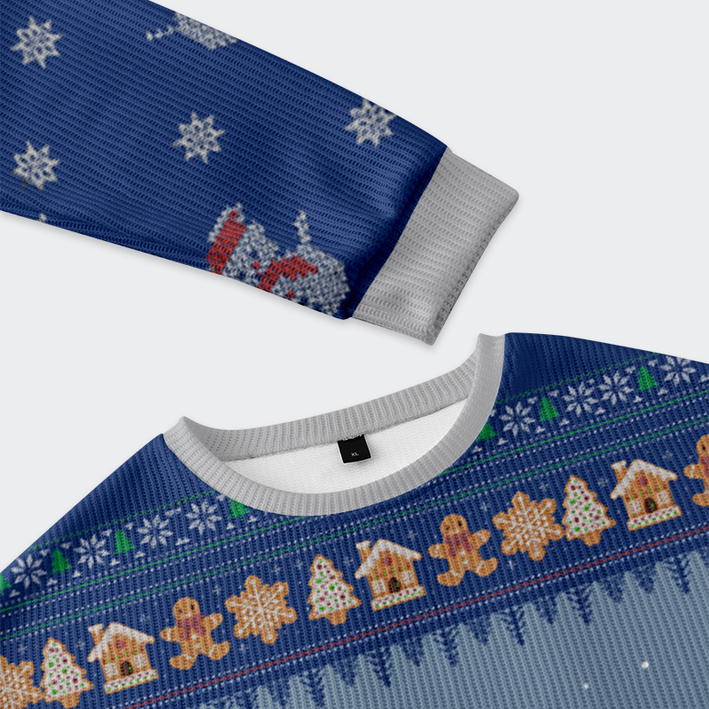 Tokyo-Tiger Christmas Chaos: Cat, Crow And Fish Unite Christmas Ugly Sweatshirt