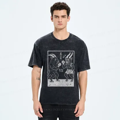 Tokyo-Tiger The Fight of the Century: Black Phillip vs Krampus Washed T-Shirt