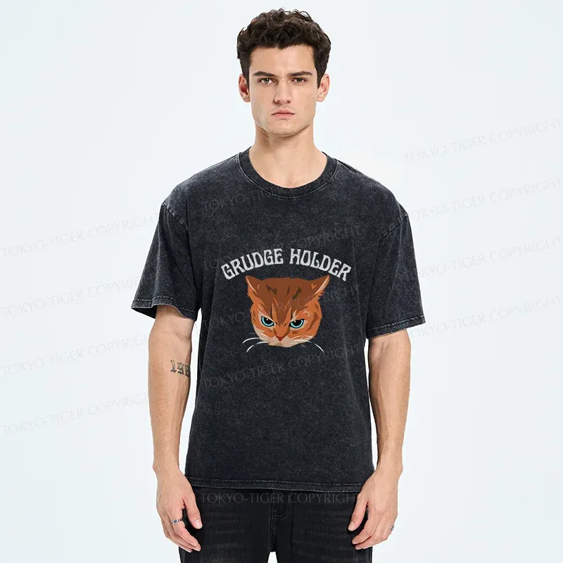 Tokyo-Tiger Resentful Cat Washed T-Shirt