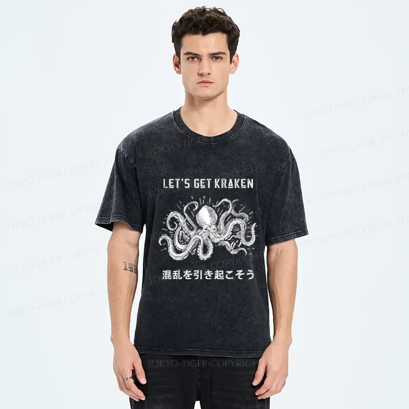 Tokyo-Tiger Funny Octopus：Let’s Get Kraken Washed T-Shirt