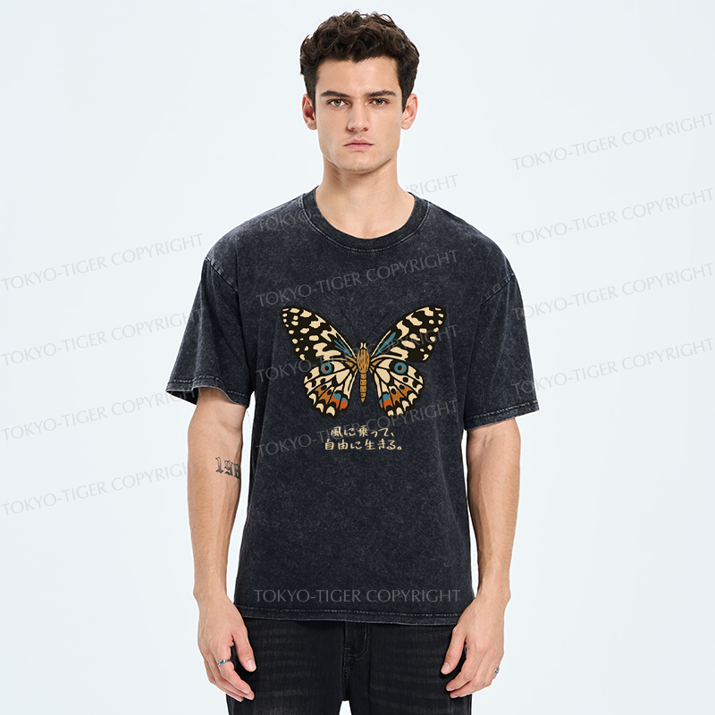 Tokyo-Tiger The Vintage Butterfly Washed T-Shirt
