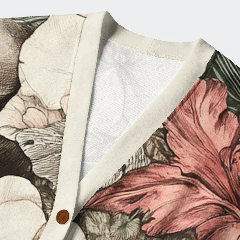 Tokyo-Tiger Skulls And Blooms Ugly Cardigan Sweater